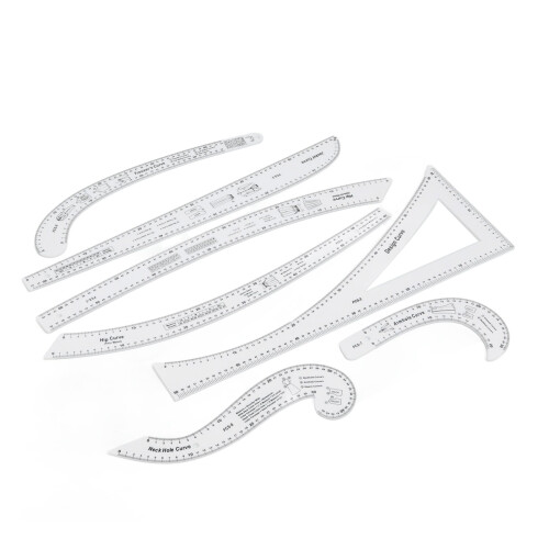 7-teiliges Nählineal-Schneider-Set, klare, 2