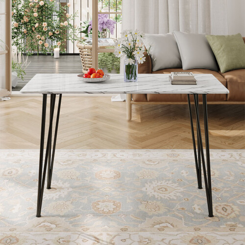 Living And Home Modern Dining Table with MDF Tabletop & Metal Legs 1