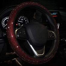 Coprivolante con strass di cristallo, materiale scintillante con diamanti di cristallo, protezione elastica per volante da 15 pollici, lusso e moda,