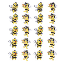 Ensemble de boutons peints à motifs d'animaux, inspiration pour la couture avec des boutons en bois et en tissu représentant de jolies abeilles de