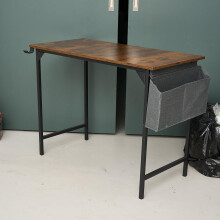 Home Office Desk with Side Storage Pocket and Hook, 100cm W
