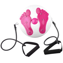 Waist Twisting Disc Twist Exercise Board with Tension Rope, Body Shaping Balance Card, Core Training Equipment Pink