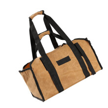 1 piece robust fireplace wood bag carrying bag for firewood foldable wood carrying bag for camping and garden khaki