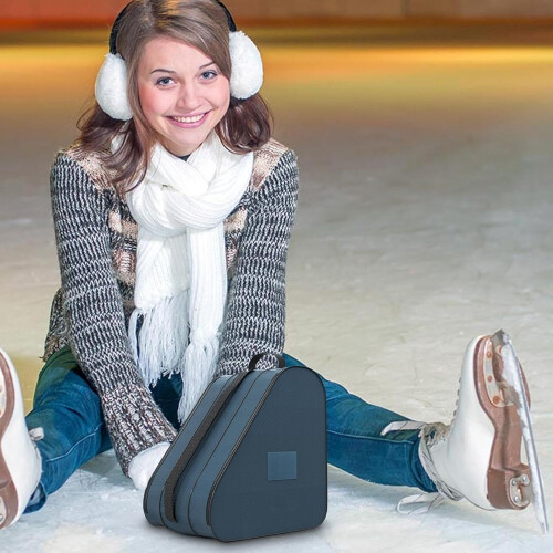 Ice Skate Bag with Adjustable Strap, Multifunctional threelayer bag blue 1