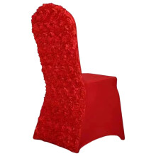 Spandex Chair Cover Wedding Rose Embroider Decoration Hotel-Red
