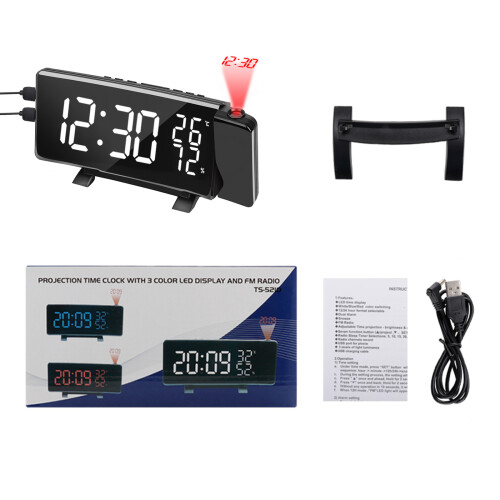 Bedroom LED Display Digital Alarm Clock with Ceiling Projection
