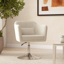 HOMCOM Stylish Retro Linen Swivel Tub Chair Steel Frame Cushion Seat Cream Whit