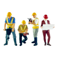 4Pcs 1:64 Construction Worker Figurine Resin for DIY Scene Photo Props