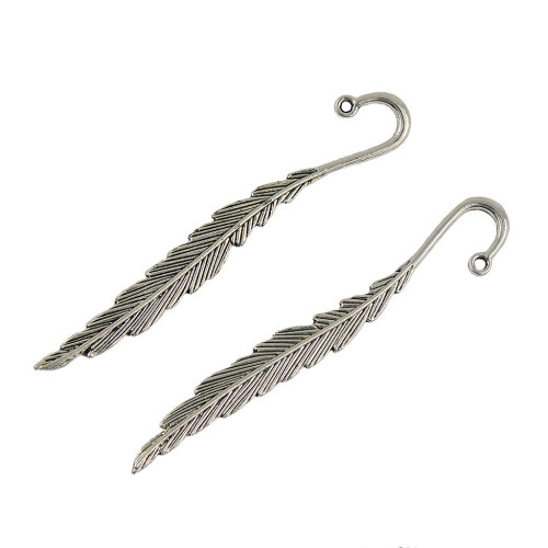 10 Pieces Tibetan Silver Beading Feather Bookmarks With Loop For DIY M