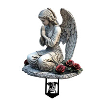2D Flat Memorial Angel with Wings Plaque Stake Versatile Cemetery Deco