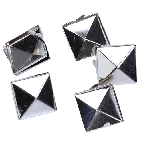 100pcs 2 Prongs Pyramid Studs 12mm Silver 1