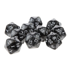10pcs Twenty Sided Dice D20 Playing D&D RPG Party Games Dices Black