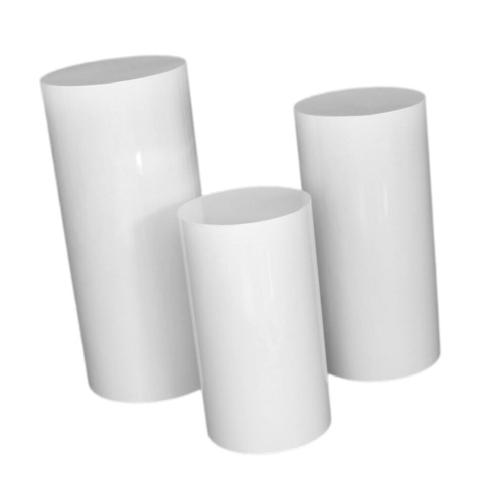 3x Round Pedestals Cake Stand Cylinder Plinth Pillars for Engagement W