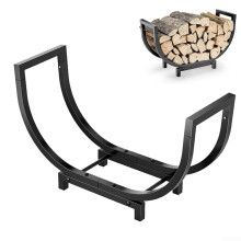 24 Inch Wood Stack Holder Firewood Rack Metal Firewood Stand for Indoor and Outdoor Firewood Holder with Handles, 61.5 x 20.6 x 33.6 cm