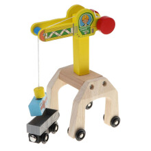 Wooden Trains Railway Set Compatible Accessories Mobile Crane + Freigh