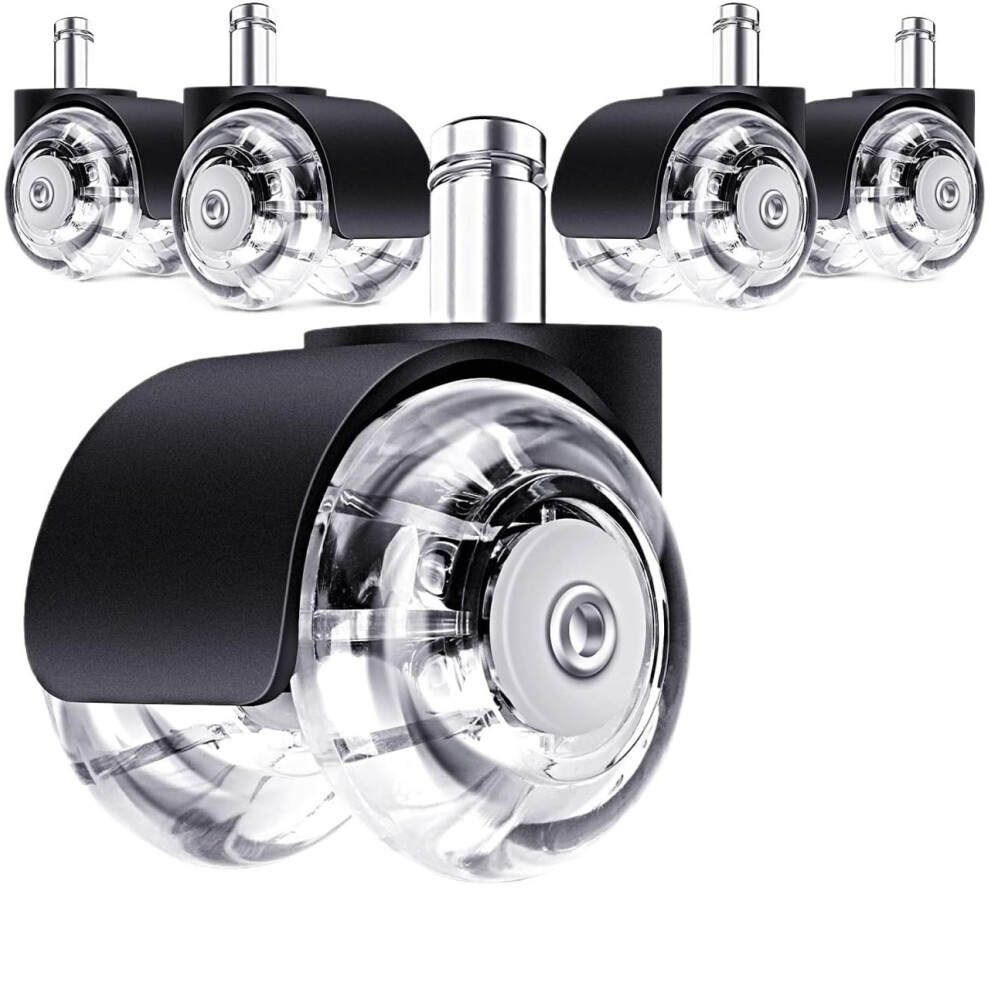 Swivel Casters, 5 Pieces Universal Mute Casters For Office Chair Swivel Rubber Safe Casters Furniture Hardware Chair Casters For Desk Office Casters 9412369556684