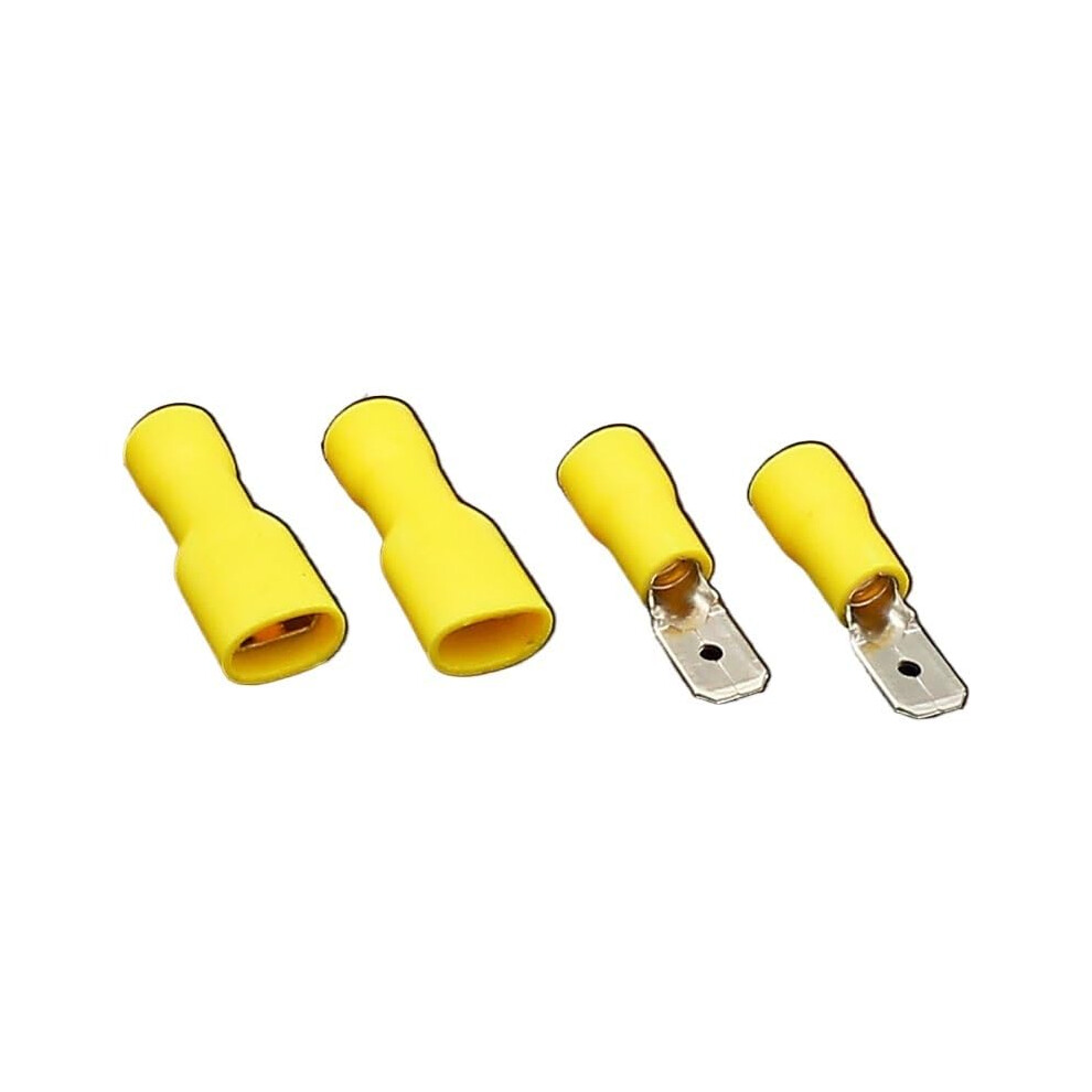 6.3 Mm Yellow 25 Female 25 Male Spade Insulated Electrical Crimp Terminal Connectors 9412369556714