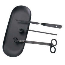 Candle accessory set, candle wick trimmer, 4 pieces, cover, hook and tray