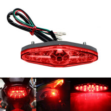 Motorcykel LED baglygteenhed med nummerpladebeslag Universal montering Stødsikker Rustfri Integreret bremselygte Kompakt design Vandtæt Lang