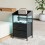 Living And Home Nightstand Bedside Table with Charging Station and LED Lights, Black 2