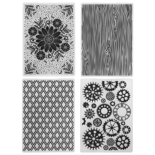 4Pcs Kunststoff Präge Ordner Geprägte Vorlage DIY 1