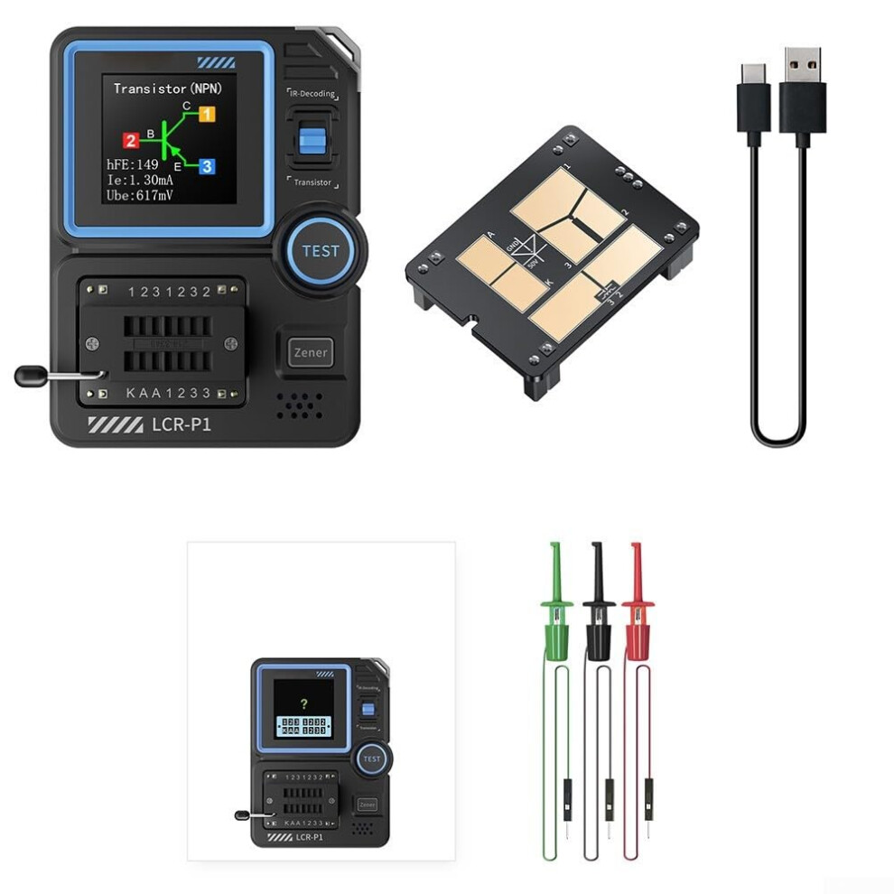 Lcrp1 Transistor Tester Multimeter Intelligent Component Analyzer For Diode Capacitor Resistance Measurement With Data Export Usb Charging 9365049535236