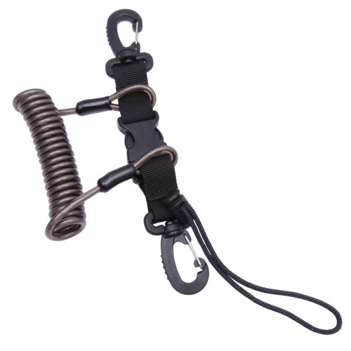 Scubas Diving Coiled Lanyard Quick Release Clip Antilost Underwater Spring Coiled Camera Strap for Dive Light