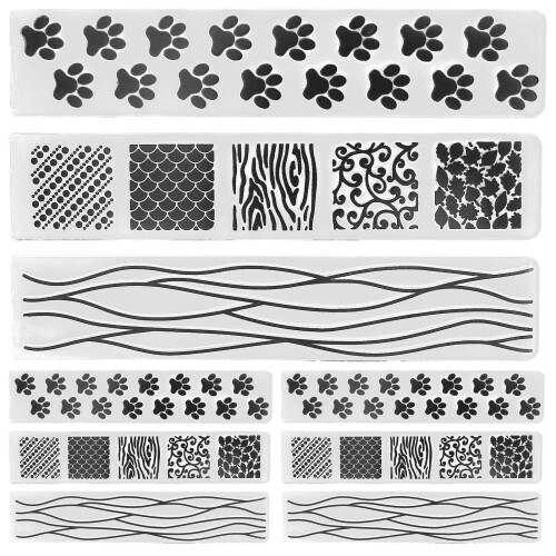 9Pcs Kunststoff Präge Ordner Geprägte Vorlage DIY 1