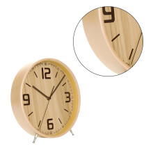 Houten desktopklok 8 inch stille analoge wandklok op-logkleur