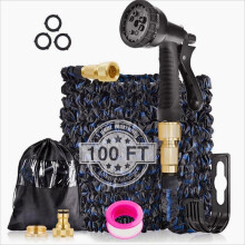 (100ft garden hose 5) 100FT Expandable Garden HosePipe, Flexible Garden Hose with 3 Layer Latex cores,8 Function Spray Hose Nozzle, 3/4"