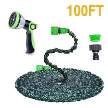 (100ft hose with 10 spray) 100FT Expandable Garden HosePipe, Flexible Garden Hose with 3 Layer Latex cores,8 Function Spray Hose Nozzle, 3/4"