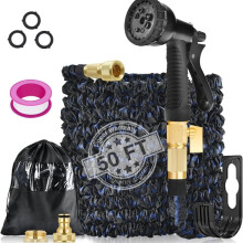 (50ft garden hose 3) 100FT Expandable Garden HosePipe, Flexible Garden Hose with 3 Layer Latex cores,8 Function Spray Hose Nozzle, 3/4"