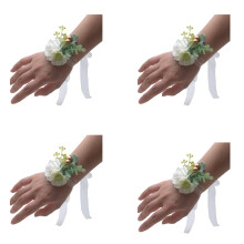 Corsages de poignet roses pour les bals-Blanc laiteux