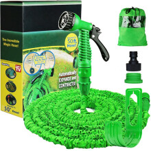 (50ft garden hose 4) 100FT Expandable Garden HosePipe, Flexible Garden Hose with 3 Layer Latex cores,8 Function Spray Hose Nozzle, 3/4"