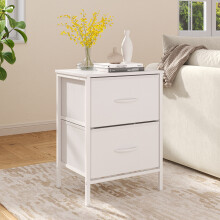 Nightstand Bedside Table with 2 Storage Drawers, White