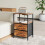 Living And Home Nightstand Bedside Table with Charging Station and LED Lights 2