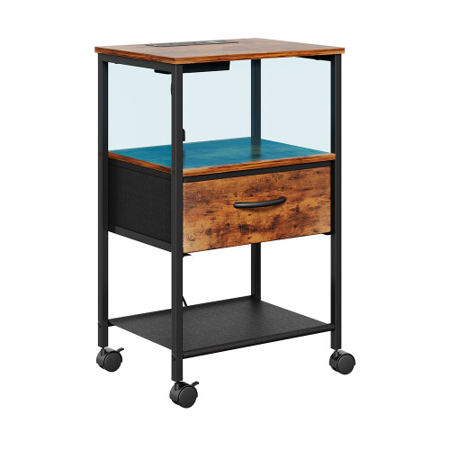 Living And Home Nightstand Bedside Table with Charging Station and LED Lights 2