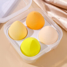 (Multicolor, one-size) Colorful Makeup Sponge with Storage Case, 4 Counts/set Face Detail Beauty Blender, Soft Beauty Egg for Liquid