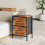 Living And Home Nightstand Bedside Table with 2 Fabric Storage Drawers, Brown+Black 2