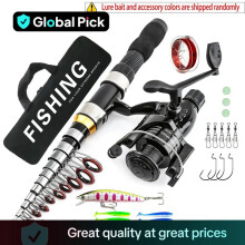 (Black, 2.1 meters) Professional Fishing Rod Set, 1 Set Anti-entanglement Design Fishing Rod with Fishing Accessories & Fishing Storage