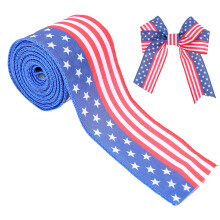 Patriotics Wire Ribbons 2.5inch 4th of Julys Burlap Ribbons-1