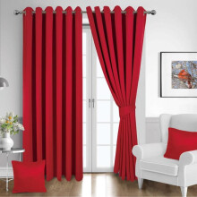 (Red, 90" X 90" Inches) THERMAL BLACKOUT CURTAINS Ready Made Eyelet Ring Top Energy Save+ Free Tie Backs Curtains Drapes for Bedroom with Wate
