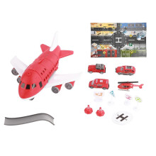 (As show, One size) Airplane Toy Set DIY Assembly Transport Plane Cargo Model Toy with Helicopter Car ToyRed