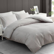 (Pin Stripes Grey, King (220 x 230 cm)) Premium Reversible Duvet Cover Set – Ultra-Soft Luxury Bedding in Single, Double, King & Super King Sizes |