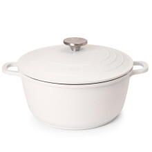 (Cream) Aluminium Casserole Dishes with Lid Oven Proof – Non Stick Deep Dutch Oven Cookware – Induction Cooking Pot – Oven Saf