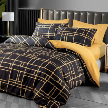 (Brick Black Gold, King (220 x 230 cm)) Premium Reversible Duvet Cover Set – Ultra-Soft Luxury Bedding in Single, Double, King & Super King Sizes |