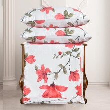 (Spring Red, DOUBLE) Luxury 4PCS Complete Printed Bedding Set, 1x Duvet Cover 1x Matching Deep Fitted Sheet and 2x Pillowcase Reversible