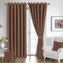 (Brown, 66" X 54" Inches) THERMAL BLACKOUT CURTAINS Ready Made Eyelet Ring Top Energy Save+ Free Tie Backs Curtains Drapes for Bedroom with Wate