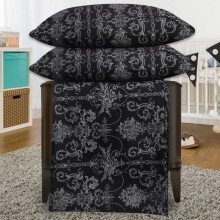 (Vintage Black, KING) Luxury 4PCS Complete Printed Bedding Set, 1x Duvet Cover 1x Matching Deep Fitted Sheet and 2x Pillowcase Reversible