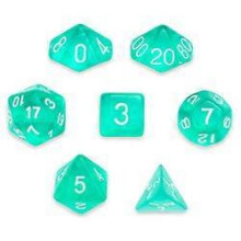 (As show, One size) 7 Die Polyhedral Set in Velvet Pouch, Cloud Drop